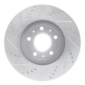 Cadillac Seville Brake Rotor (1) - Front Right - R1 Concepts - Drilled & Slotted - Silver - `03-`08